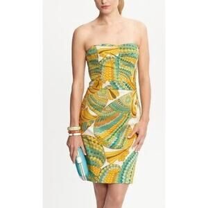 Banana Republic Trina Turk Summer 2012 Yellow Green Strapless Dress   SIze: 8